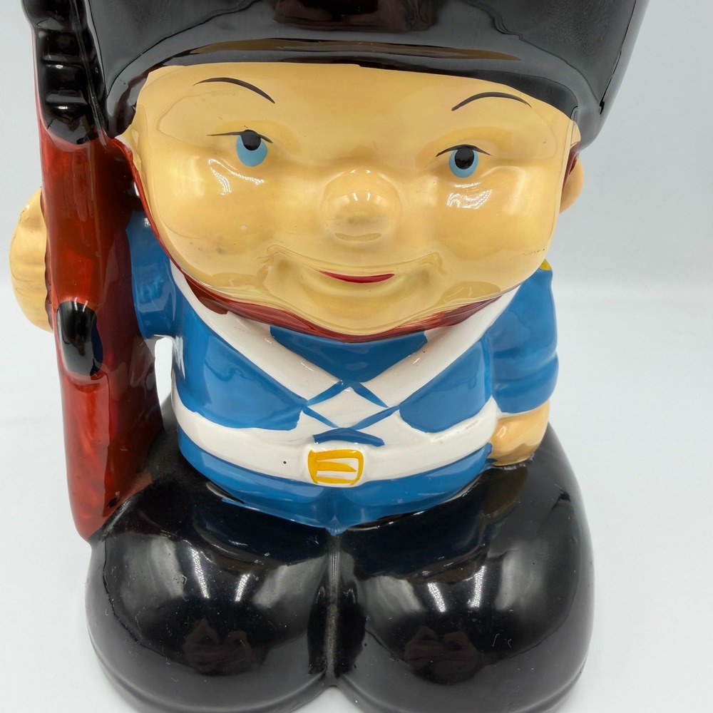 Vintage Ceramic British Royal Guard Soldier‎ Piggy Bank Blue Heart Kitsch Decor - Picture 3 of 12